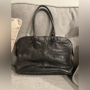 Mulberry Black Croc-Embossed Leather Handbag